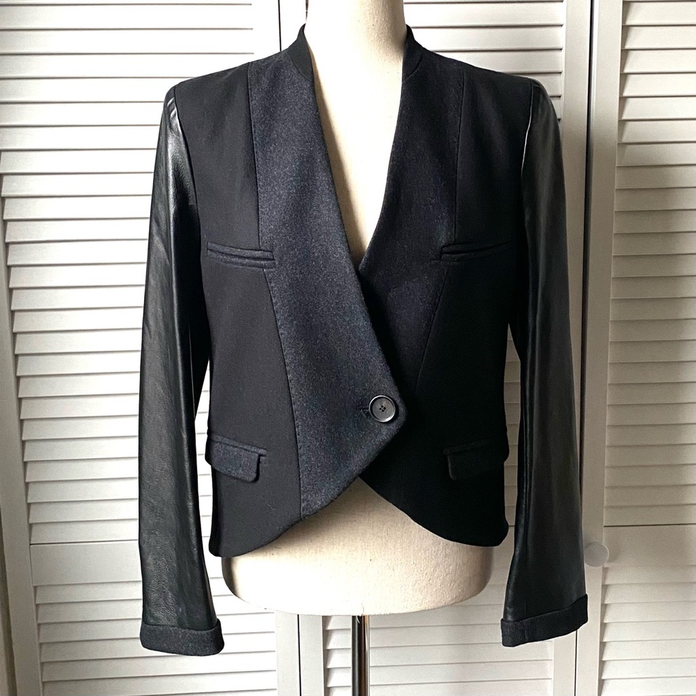See by Chloe Blazer Jacket Wool Blend/Leather Size 4